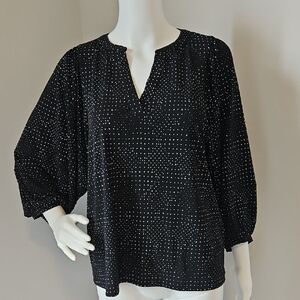 Black Polka Dot Women's Top